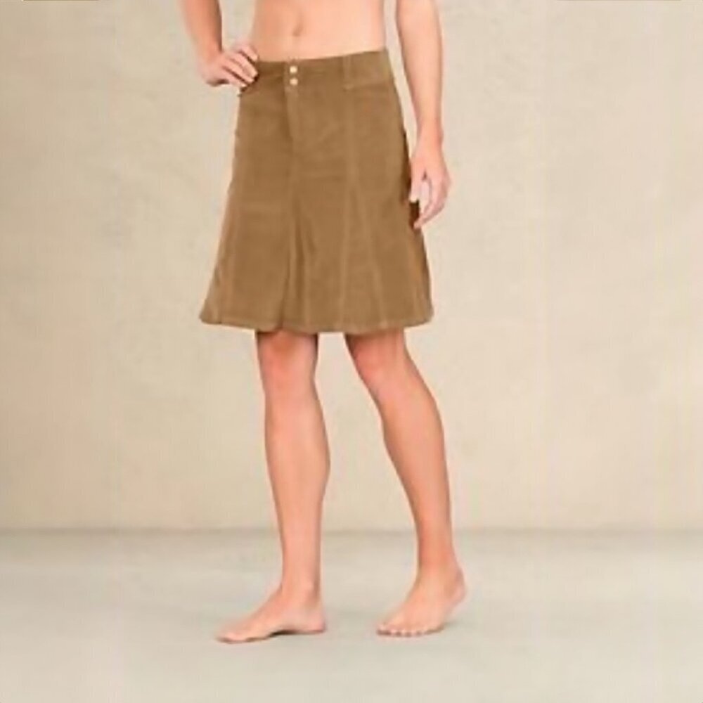 Athleta Old Gold Whenever Cord Cotton‎ Blend Corduroy Midi Skirt